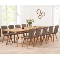 mark harris tribeca oak 200cm extending dining set with 10 brown dinin ...