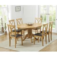 Mark Harris Elstree Solid Oak 100cm Oval Extending Dining Set with 6 Dining Chairs