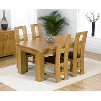 Mark Harris Barcelona Solid Oak 150cm Dining Set with 4 John Louis Brown Dining Chairs