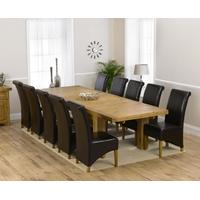 Mark Harris Laurent Solid Oak 230cm Extending Dining Set with 10 Barcelona Brown Dining Chairs