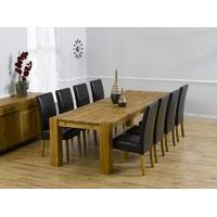 mark harris madrid solid oak 300cm dining set with 8 rustique brown di ...