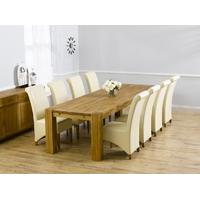 Mark Harris Madrid Solid Oak 300cm Dining Set with 8 Barcelona Cream Dining Chairs