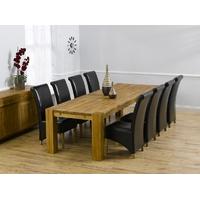 mark harris madrid solid oak 300cm dining set with 8 barcelona brown d ...