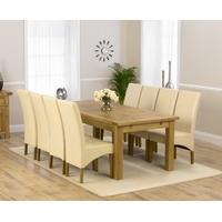 Mark Harris Rustique Solid Oak 220cm Extending Dining Set with 8 Roma Cream Dining Chairs