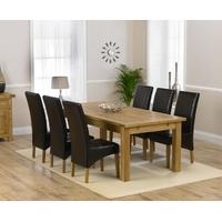 Mark Harris Rustique Solid Oak 220cm Extending Dining Set with 6 Roma Brown Dining Chairs