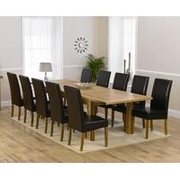 Mark Harris Rustique Solid Oak 220cm Extending Dining Set with 10 Rustique Brown Dining Chairs