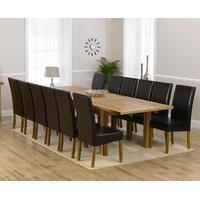 mark harris rustique solid oak 220cm extending dining set with 12 rust ...