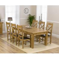 Mark Harris Rustique Solid Oak 220cm Extending Dining Set with 6 Canterbury Brown Dining Chairs