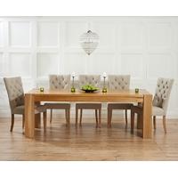 Mark Harris Tampa Solid Oak 180cm Dining Set with 6 Albury Beige Dining Chairs