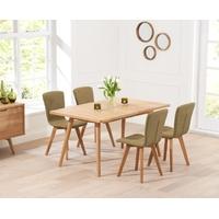 mark harris tribeca oak 150cm extending dining set with 4 green dining ...