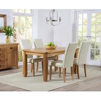 Mark Harris York Solid Oak 140cm Dining Set with 4 Atlanta Cream Dining Chairs