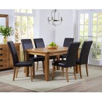 Mark Harris York Solid Oak 140cm Dining Set with 6 Atlanta Brown Dining Chairs