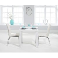 Mark Harris Ava Matt White 80cm Dining Set with 2 Carsen Ivory Dining Chairs