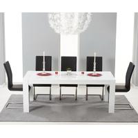 Mark Harris Venice White High Gloss Extending Dining Set with 6 Black Dining Chairs