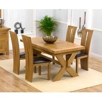 Mark Harris Avignon Solid Oak 160cm Extending Dining Set with 4 Arizona Brown Dining Chairs