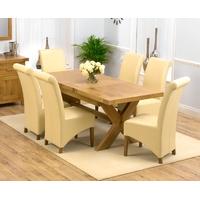 Mark Harris Avignon Solid Oak 160cm Extending Dining Set with 6 Barcelona Cream Dining Chairs