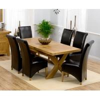 Mark Harris Avignon Solid Oak 160cm Extending Dining Set with 6 Barcelona Brown Dining Chairs