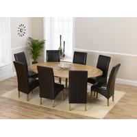 Mark Harris Cavanaugh Oak 165cm Extending Dining Set with 8 Roma Brown Dining Chairs