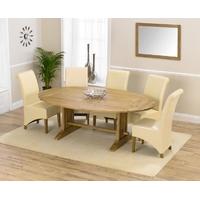 Mark Harris Cavanaugh Oak 165cm Extending Dining Set with 4 Barcelona Cream Dining Chairs