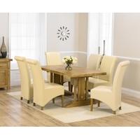 Mark Harris Cavanaugh Oak 165cm Extending Dining Set with 6 Barcelona Cream Dining Chairs