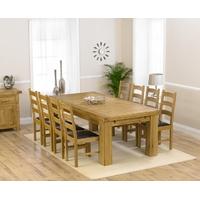 Mark Harris Laurent Solid Oak 230cm Extending Dining Set with 8 Valencia Brown Dining Chairs