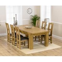 Mark Harris Laurent Solid Oak 230cm Extending Dining Set with 6 John Louis Brown Dining Chairs