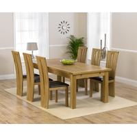 mark harris rustique solid oak 220cm extending dining set with 6 arizo ...