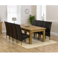 Mark Harris Rustique Solid Oak 220cm Extending Dining Set with 8 Roma Brown Dining Chairs