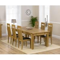 Mark Harris Rustique Solid Oak 220cm Extending Dining Set with 6 Monte Carlo Brown Dining Chairs