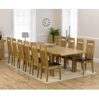 mark harris rustique solid oak 220cm extending dining set with 12 mont ...