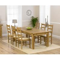 Mark Harris Rustique Solid Oak 220cm Extending Dining Set with 6 Valencia Cream Dining Chairs