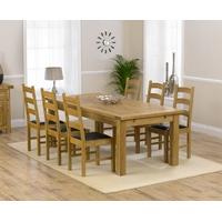 Mark Harris Rustique Solid Oak 220cm Extending Dining Set with 6 Valencia Brown Dining Chairs