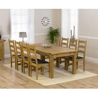 mark harris rustique solid oak 220cm extending dining set with 8 valen ...