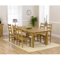 mark harris rustique solid oak 220cm extending dining set with 6 valen ...