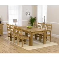 Mark Harris Rustique Solid Oak 220cm Extending Dining Set with 8 Valencia Timber Dining Chairs