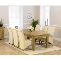 Mark Harris Rustique Solid Oak 220cm Extending Dining Set with 6 Barcelona Cream Dining Chairs
