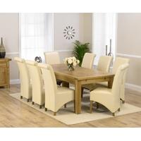 Mark Harris Rustique Solid Oak 220cm Extending Dining Set with 8 Barcelona Cream Dining Chairs