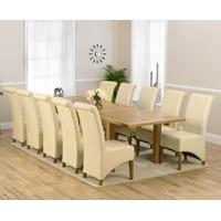 Mark Harris Rustique Solid Oak 220cm Extending Dining Set with 10 Barcelona Cream Dining Chairs