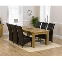 mark harris rustique solid oak 220cm extending dining set with 6 barce ...