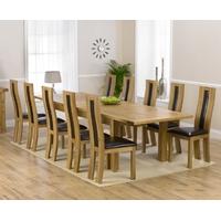 Mark Harris Rustique Solid Oak 220cm Extending Dining Set with 10 Havana Brown Dining Chairs