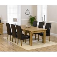 Mark Harris Rustique Solid Oak 220cm Extending Dining Set with 6 Rustique Brown Dining Chairs