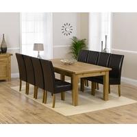 mark harris rustique solid oak 220cm extending dining set with 8 rusti ...