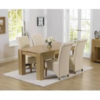 Mark Harris Tampa Solid Oak 150cm Dining Set with 4 Barcelona Cream Dining Chairs