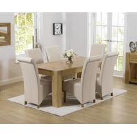 Mark Harris Tampa Solid Oak 150cm Dining Set with 6 Barcelona Cream Dining Chairs
