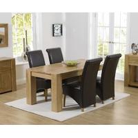 Mark Harris Tampa Solid Oak 150cm Dining Set with 4 Barcelona Brown Dining Chairs