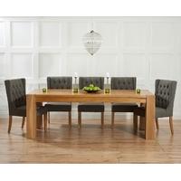 mark harris tampa solid oak 180cm dining set with 6 stefini grey dinin ...