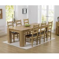 Mark Harris Tampa Solid Oak 220cm Dining Set with 6 Valencia Brown Dining Chairs