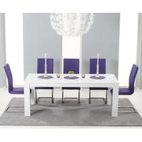 mark harris venice white high gloss extending dining set with 6 purple ...