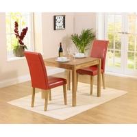 Mark Harris Promo Solid Oak 80cm Dining Set with 2 Atlanta Red Faux Leather Dining Chairs