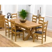 Mark Harris Avignon Solid Oak 160cm Extending Dining Set with 6 Valencia Brown Dining Chairs
